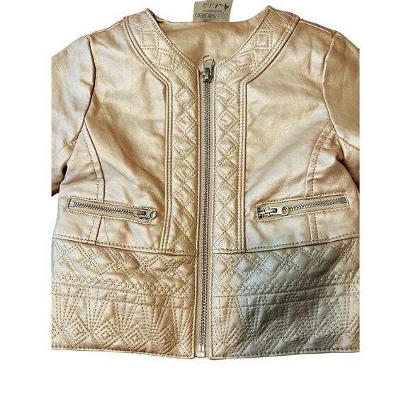 Genuine Kids By Oshkosh sized 18m gold faux leather jacket fits sizes 18m to 3T - Picture 4 of 8